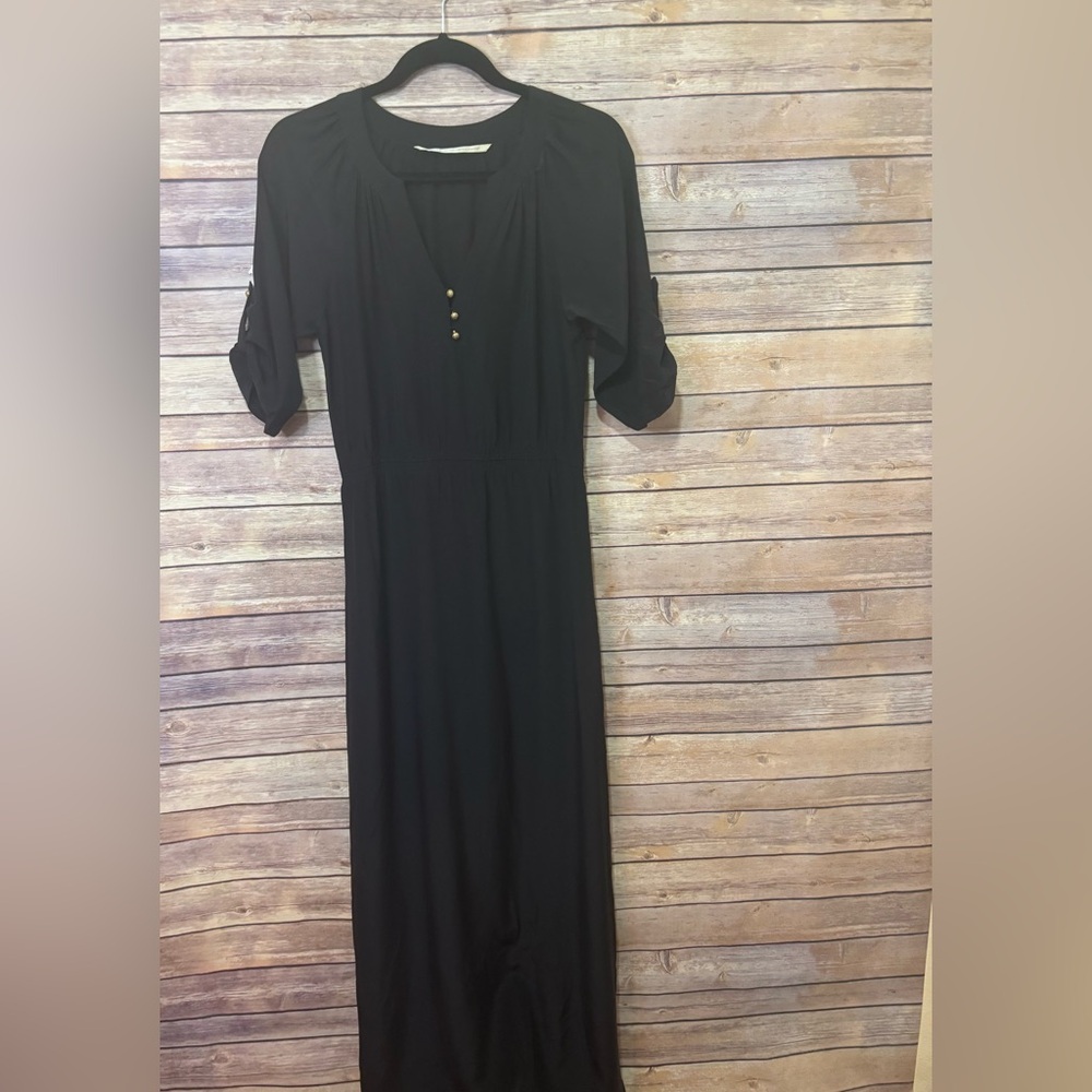 Twelfth Street by Cynthia Vincent black 100% Silk Maxi Dress Size 2
